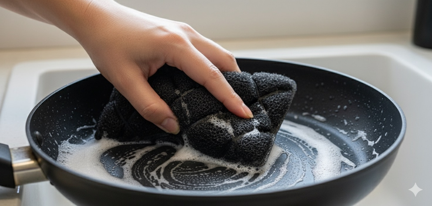 Super Scrubz scrubbing a pan